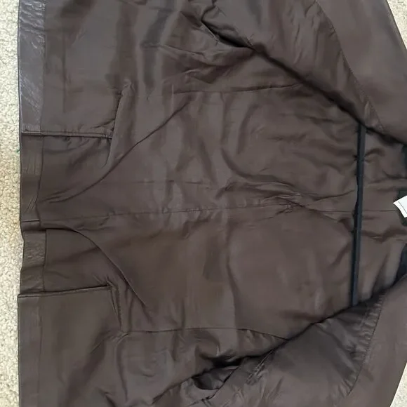 Philippe Adec Womens Button Notched Lapel Leather Jacket Brown Vintage Size 4 - Picture 7 of 7